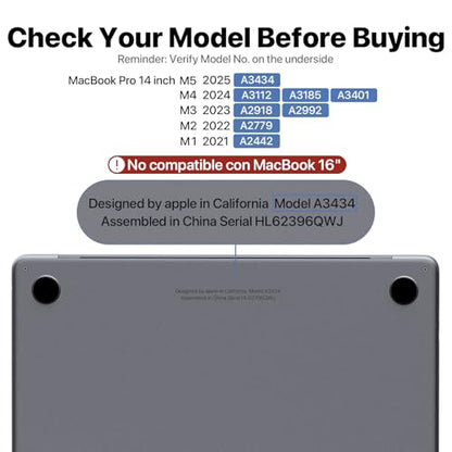 Soonjet for MacBook Pro 14 inch Case M5 M4 M3 M2 M1 Pro/Max 2026-2021 Cover | Blue Clear Matte, Protective Hard Shell Laptop Cover, Ultra Thin, Anti Crack & Fingerprint, Scratch Resistant, Easy Snap on - color: Midnight Blue Clear