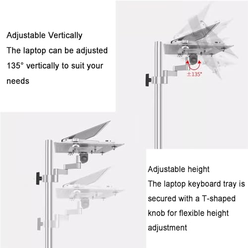 Arm Mount for Desk,Monitor/Laptop Stand,Full Motion Articulating Notebook Tray,w/Vented Cooling Platform,Holds Up to 8kg,for Office