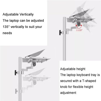 Arm Mount for Desk,Monitor/Laptop Stand,Full Motion Articulating Notebook Tray,w/Vented Cooling Platform,Holds Up to 8kg,for Office