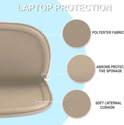 Laptop Case Sleeve 15.6 inch, Shockproof Protective Briefcase Carrying Computer Cover Bag with Accessory Pocket, Laptop Bag Compatible with MacBook, HP, Dell, Lenovo, Asus, Khaki - color: Khaki, size: 15.6 inch