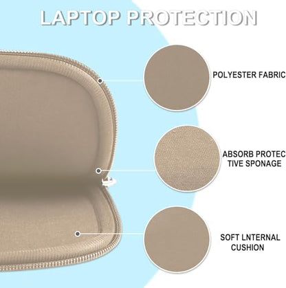 Laptop Case Sleeve 15.6 inch, Shockproof Protective Briefcase Carrying Computer Cover Bag with Accessory Pocket, Laptop Bag Compatible with MacBook, HP, Dell, Lenovo, Asus, Khaki - color: Khaki, size: 15.6 inch