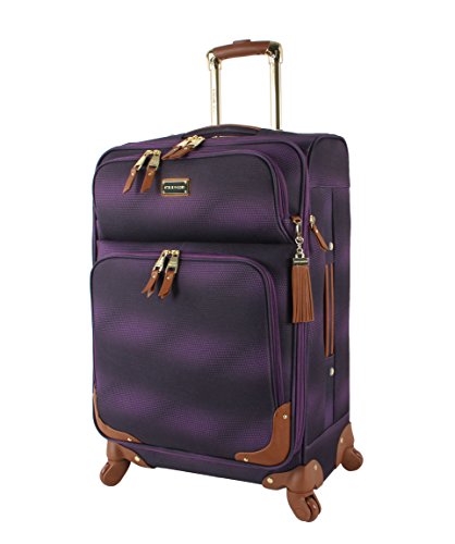 Steve Madden Designer-Gepckkollektion Leichter Softside-Koffer fr Damen und Herren strapazierfhige 50,8 cm groe Tragetasche mit 4 rollenden Spinner-Rdern, Shadow Purple, 20in, Carry on Bag With - color: Shadow Purple, size: 20 inches