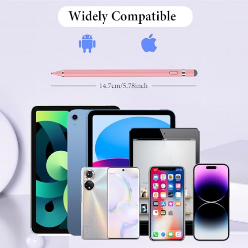 Stylus Pen for Touchscreen, Kenkor Rechargeable Digital Fine Point Active Tablet Pencil, Stylus Pen for iPhone/Switch/Android/Apple iPad Pro/Air/Mini/Samsung/Cellphone/Tablet Drawing & Writing - Pink - color: Pink