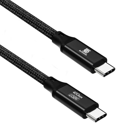 Elfesoul USB C to USB C Cable, 4.0 USB-C Cable 1.65ft, 240W, 8K HD, 40 Gbps | 8K HD Display, 40 Gbps Data Transfer, 240W USB-C Charging Cable for Thunderbolt 3/4, MacBook Pro, iPad, Nylon Braided, Black. - size: 1.65ft