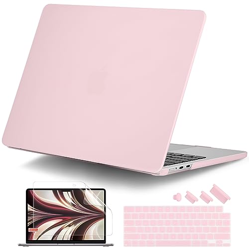 DONGKE Compatible with MacBook Air 13 inch Case M5 M4 M3 M2 2026 2025 2024-2022 A3449 A3240 A3113 A2681, Plastic Hard Shell & Keyboard Cover for MacBook Air 13.6 inch, Cream Solid Pink - color: Cream Solid Pink