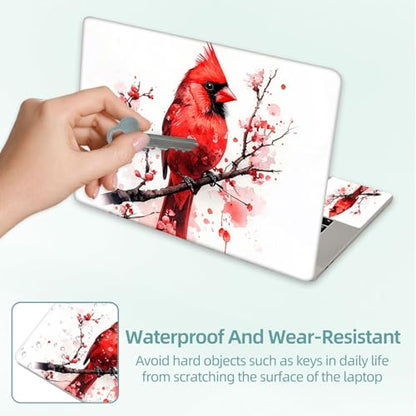 Universal Laptop Skin Decal, 3-Piece Vinyl Protector for 12 13 14 15.6" Notebook, Waterproof Anti-Scratch, Easy Trim & Bubble-Free Finish, Red Cardinal Bird - color: Red Cardinal Bird