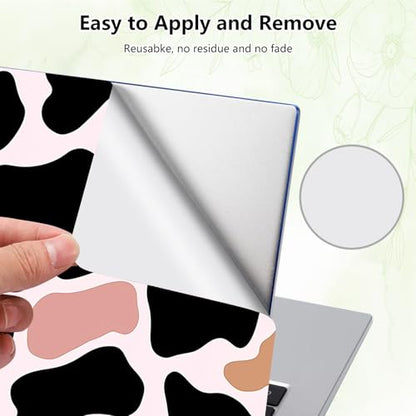 Laptop Skin Sticker Decal, Universal Reusable Vinyl Laptop Cover for 12" 13" 13.3" 14" 15" 15.4" 15.6" Notebook PC, Waterproof Scratch-Resistant with 2 Wrist Pads, Easy to Apply & Remove,Cow Print - color: Cow Print