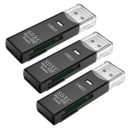 USB SD Card Reader for PC, 3 Packs Micro SD Card to USB Adapter, Card Reader for Camera Memory Card Reader, Wansurs Card Reader for Laptop (3 Pack USB2.0)