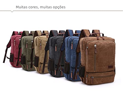 Executive Canvas Backpack for Heavy Duty Notebook Travel, Khaki