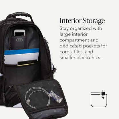 SWISSGEAR 1900 ScanSmart Laptop Backpack, Fits Most 17-Inch Laptops, TSA-Friendly Lay-Flat Design, RFID Protection, and Tablet Pocket, Black, 31L, 18.5-Inch - color: White/Black
