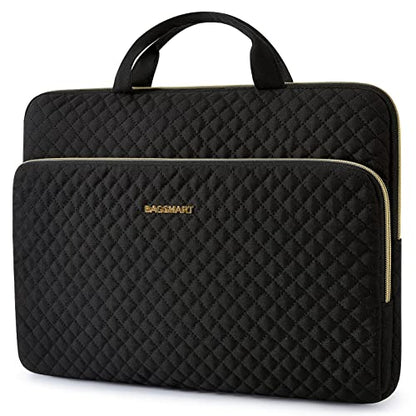 BAGSMART 13-Inch Laptop Sleeve, Black, Polyester | Lightweight Laptop Bag for Women with Pocket and Handle, Compatible with MacBook, HP, Dell, Acer and Asus notebooks - color: Black, size: 13-13.3 Inch