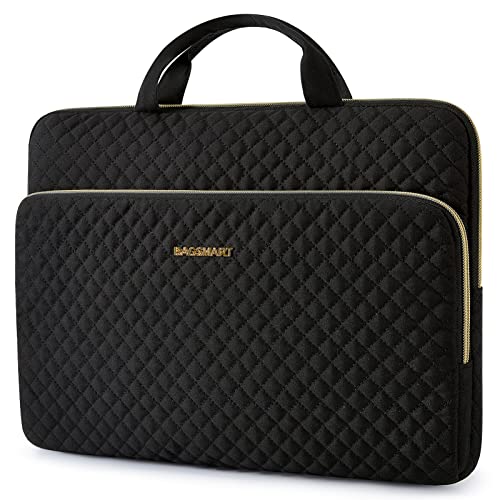 BAGSMART Laptop Sleeve 15-15.6 inch Case Protective Water-Resistant | Lightweight Laptop Bag for Women with Pocket and Handle, Compatible with MacBook, HP, Dell, Acer and Asus notebooks - color: Black, size: 15.6 Inch