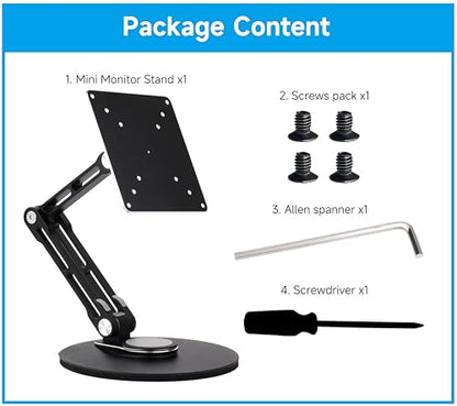VESA Portable Monitor Stand, Compatible with Monitors Up to 19inch, Supports 50 x 50/75 x 75/100 x 100 (mm) VESA Mounting Holes, Supports Multi-Axis Rotation, Adjustable & Foldable
