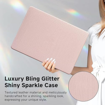 Funut for MacBook Air 13.6 inch Case M5 M4 M3 M2 2022-2024 2025 2026 Release A3449 A3240 A3113 A2681 with Touch ID, Crocodile MacBook Air 13 M5 Leather Hard Shell Case & Keyboard Cover,Pink - color: 01Pink, size: 2022-2026 MacBook Air 13.6 inch M2 M3 M4 M