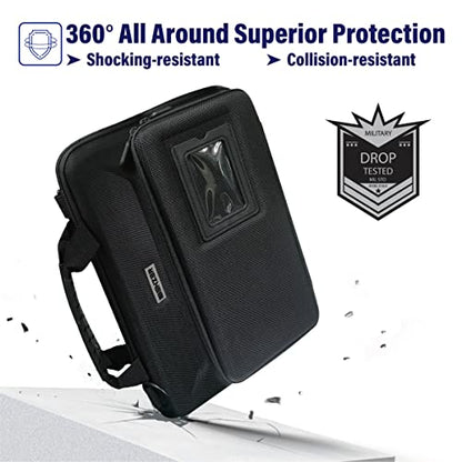 IBENZER EVA Stay-in Protective Case for 11" MacBook Air/Asus/Acer/Samsung/HP/Lenovo Chromebook Laptop, Hardshell Laptop Bag with ShoulderStrap+Handle+Pocket for K-12 Students,Work,Black, EVA-LSPK-BK - size: 11 INCH With Pocket