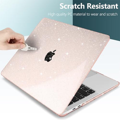 for MacBook Pro 13 inch Case 2023 2022 2021 2020 Release Model A2338 M2/M1 A2251 A2289 with Touch Bar & Touch ID, Glitter Bling Plastic Hard Shell Case & Keyboard Cover, Starlight - color: Starlight