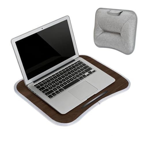 Portable Lap Laptop Desk with Pillow Cushion, Fits up to 15.6 inch Laptop, with Anti-Slip Strip & Storage Function for Home Office Students Use as Computer Laptop Stand, Book Tablet