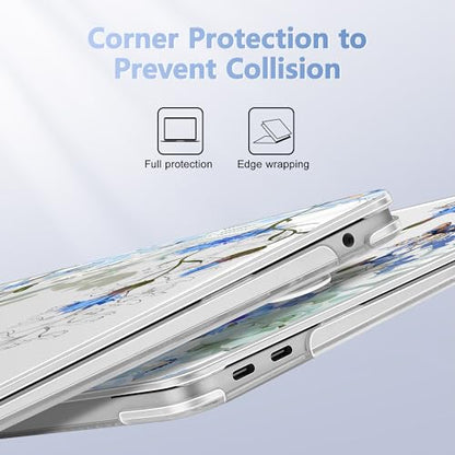 May Chen Compatible with MacBook Air 13 inch Release 2021 2020 2019 2018 (Models: M1 A2337/A2179/A1932), Plastic Hard Shell Case for MacBook Air 13 with Retina Display & Touch ID, Blue Flowers - color: Blue flowers