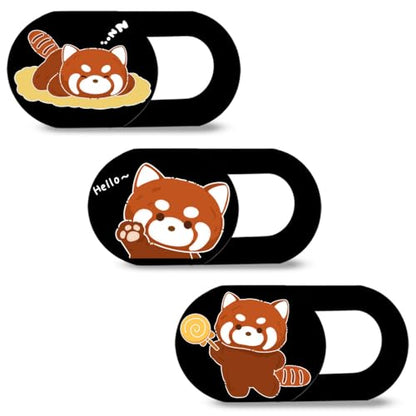Webcam Cover Slide, Red Panda Camera Blocker 0.028in Ultra-Thin Laptop Camera Cover for MacBook iMac iPhone iPad Tablet Smartphone – Privacy Protector, Strong Adhesive (3 Pack)