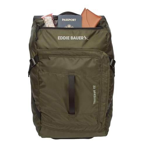 Eddie Bauer Traverse Luggage | Roller Wheels | Telescoping Handle | Travel | Vacation | Ripstop Nylon - Dark Loden, 22" - color: Dark Loden, size: 22"