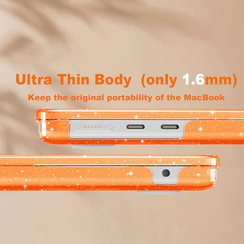 CISSOOK Compatible with MacBook Air 13.6 inch Case 2026 2025 2024 2023 2022 | A3449 A3240 A3113 A2681, 5in1 Set Hard Shell Case Keyboard Cover for MacBook Air 13 inch M2 M3 M4 M5, Glitter Orange - color: Air13.6inch-Glitter Orange