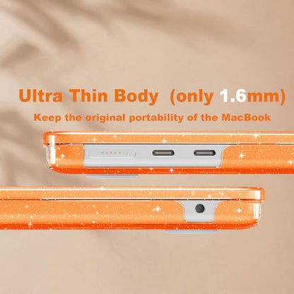 CISSOOK Compatible with MacBook Air 13.6 inch Case 2026 2025 2024 2023 2022 | A3449 A3240 A3113 A2681, 5in1 Set Hard Shell Case Keyboard Cover for MacBook Air 13 inch M2 M3 M4 M5, Glitter Orange - color: Air13.6inch-Glitter Orange