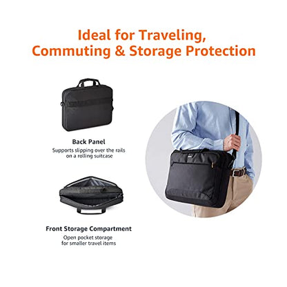 Amazon Basics Laptop Carrying Case with Shoulder Strap, 15.6-inch, Black, Large Capacity Office Work Bag, 10-Pack - size: 15.6 Inch, style: 10-pack