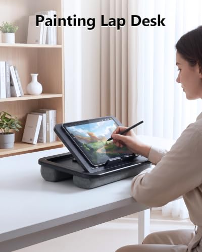 Adjustable Lap Desk with Cushion - 8 Angles Ergonomic Adjustment | Laptop Lap Desk For Bed Couch Car Home Office - Ideal For Reading Drawing Working- Fits up to 14 Inch Laptop Tablet (MINI) - size: MINI