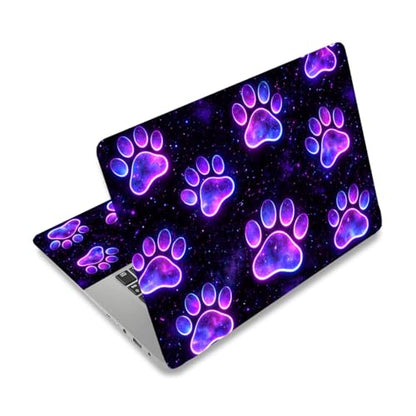 PLIGREAT 15 Inches Laptop Decal Sticker Skin Cover, Starry Sky Paw Art Design Laptop Sticker Decals Fits 12" to 15" Laptops Universal Waterproof Removable, Purple Black - color: Purple Black