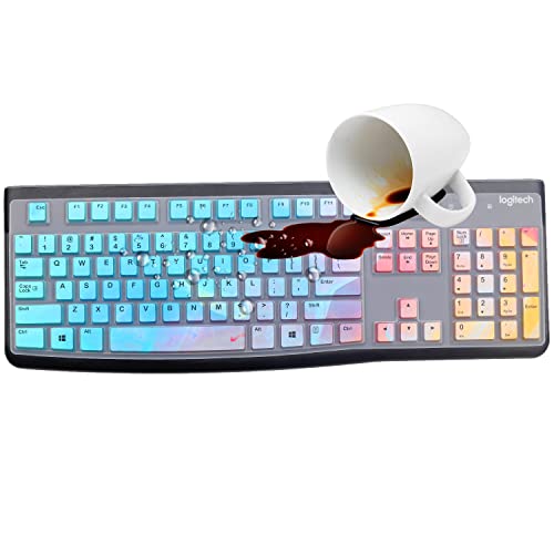 Silicone Keyboard Cover for Logitech K120 & MK120 Ergonomic Desktop USB Wired Keyboard, Logitech K120 & MK120 Keyboard Protective Skin US Layout (NOT Fit Other Model)-Colorful - color: Colorful