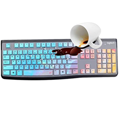 Silicone Keyboard Cover for Logitech K120 & MK120 Ergonomic Desktop USB Wired Keyboard, Logitech K120 & MK120 Keyboard Protective Skin US Layout (NOT Fit Other Model)-Colorful - color: Colorful