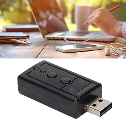 7.1 Channel USB External Sound Audio Adapter Laptop PC Sound Built in Amplifier and Volume Controls with 3.5MM Ports and Microphone for Wins/for Android