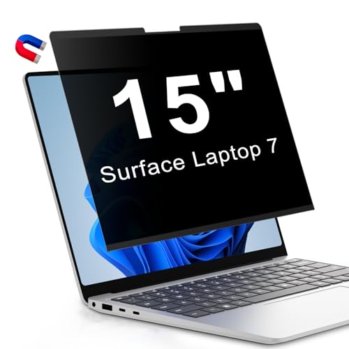 Magnetic Privacy Screen for 15 Inch Microsoft Surface Laptop 7, Removable Anti Glare Screen Protector, Blue Light Computer Filter, Anti Spy Easy Install - size: Surface Laptop 7 15 Inch