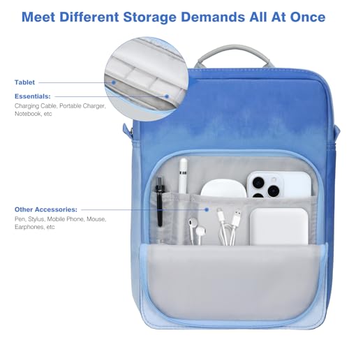 Dadanism 9-11 Inch Tablet Sleeve Bag Carrying Case with Shoulder Strap | Fits iPad (A16) 11", iPad 10th Gen 10.9", iPad Air M4/Pro M5 11", iPad 9/8/7th 10.2", Galaxy Tab A11+ Plus 11", Blue Mist - color: Blue Mist, size: 9-11 Inch