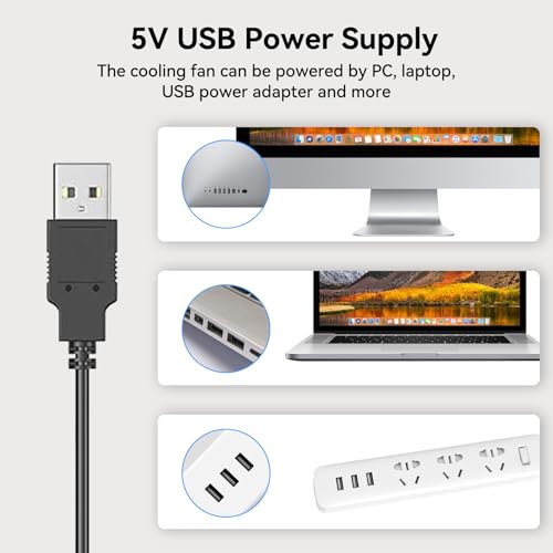 ELUTENG USB Fan 80mm, USB Computer Fan 5V Quite USB Ventilation Fan Compatible with 3 Speed Control for Receiver DVR Playstation Xbox Computer Cabinet Cooling 80 x 80 x 25mm - size: 80mm USB Speed Fan Standard
