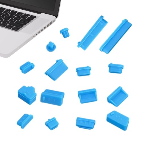 USB C Dust Plug Flexible Soft Silicone Protector 16pcs | Pc Interface Stopper for Computer PC - color: Blue