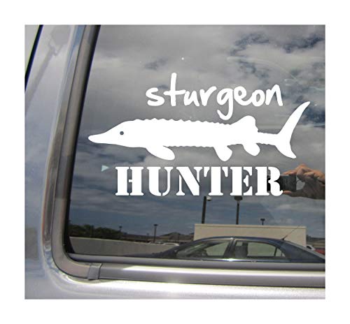 Sturgeon Hunter - Fishing Fish - Cars Trucks Moped Helmet Hard Hat Auto Automotive Craft Laptop Vinyl Decal Store Window Wall Sticker 04040