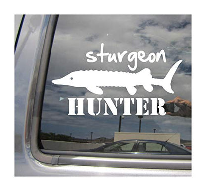 Sturgeon Hunter - Fishing Fish - Cars Trucks Moped Helmet Hard Hat Auto Automotive Craft Laptop Vinyl Decal Store Window Wall Sticker 04040