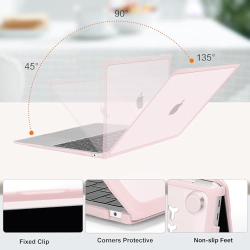 MOSISO Compatible with MacBook Air 13 inch Case M1 2018-2021, Chalk Pink | Reduces-Fingerprints with Soft TPU Bumper Shell&Keyboard Cover for MacBook Air 13.3 M1, 2021 2020 2019 2018 A2337 A2179 A1932 - color: Chalk Pink