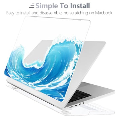 Batianda Case for New MacBook Pro 16 inch 2026 M5 2024 2023 2021 Release with M4 M3 M2 M1 Pro/Max Chip,Stylish Designed Clear Hard Shell with Keyboard Cover & Screen Protector, Blue Waves - color: Blue Waves