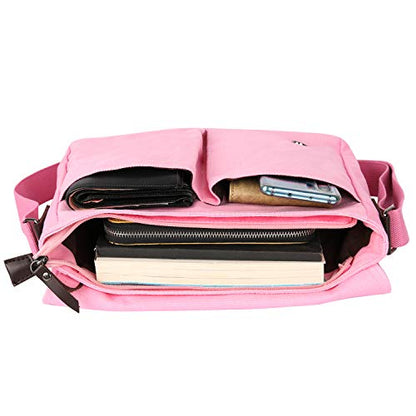 Canvas Cute Cat Kitty Messenger Bag Girls Crossbody Bag Shoulder Bag Cute Satchel School Bag - color: Pink