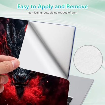 Laptop Skin Sticker Decal 12"-15.6" Universal Laptop/Notebook/Netbook Vinyl - Waterproof Scratch Resistant,Fits HP Dell Lenovo MacBook,2 Free Wrist Pads,Easy Apply & Remove,Black Red Dragon - color: Black Red Dragon