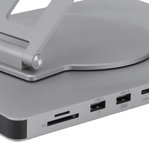 Laptop Docking Station, 10-in-1 USB C Hub with 100W PD Charging, 4K HDMI, Gigabit Ethernet, 360 Degree Adjustable Stand for Desktop Office