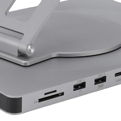 Laptop Docking Station, 10-in-1 USB C Hub with 100W PD Charging, 4K HDMI, Gigabit Ethernet, 360 Degree Adjustable Stand for Desktop Office