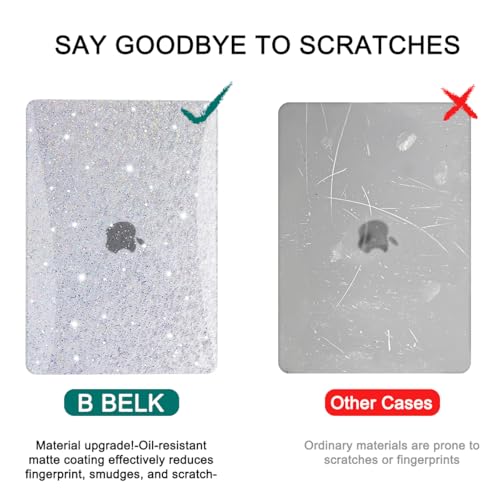 B BELK for MacBook Air 13.3 inch Case M1 A2337 A2179 A1932, Glitter White | 2021-2018 Released, Sturdy Protective Laptop Hard Shell with 2 Keyboard Covers - color: Glitter White