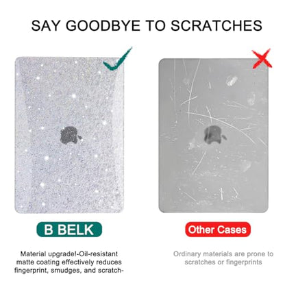 B BELK for MacBook Air 13.3 inch Case M1 A2337 A2179 A1932, Glitter White | 2021-2018 Released, Sturdy Protective Laptop Hard Shell with 2 Keyboard Covers - color: Glitter White