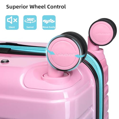 LARVENDER Carry on Luggage Sets 3 Piece, 20 Inch Suitcases, Cotton Candy | 22x14x9 Airline Approved, Gradient PC+ABS Hardshell, Smooth 360° Wheels, TSA Lock, 3-Piece Set with Color-matched Backpack - color: Cotton Candy-20BP, size: 3 Piece Set (Backpack/T