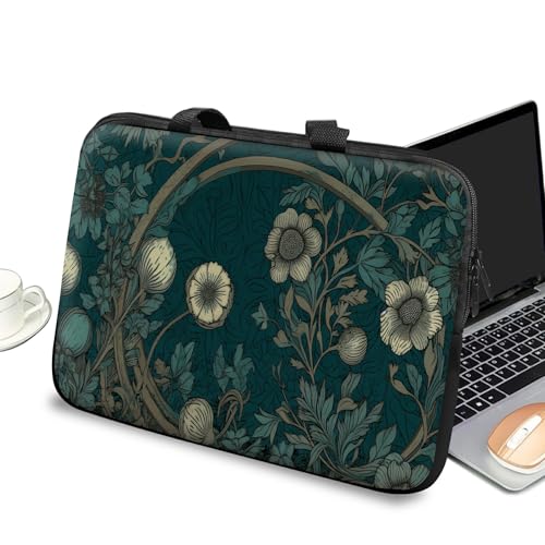 Universal Laptop Case Sleeve 10 inch with Handle and Zipper, Kids Tablet Carrying Case Messenger Bag Portable Tote Bag for 7-10 inch iPad/Notebook/eBook/Readers, Blue Flowers - color: Blue Flowers, size: 10 inch