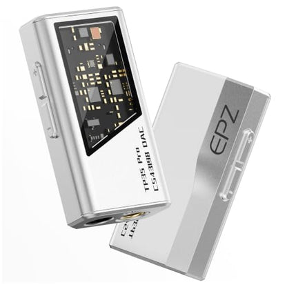 EPZ TP35 PRO Mini Portable IEM DAC Hi-Fi Decoder Headphone Amplifier Dongle USB-C to 3.5/4.4mm Dual CS43198 Chips, Supports High-Resolution PCM 32bit/384khz DSD 256 Audio, EQ Adjustment and Mic Calls - color: Silver
