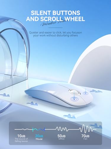 RAPIQUE Bluetooth Wireless Mouse, BT5.1＆ 2.4G Slim Dual Mode, Gradient sky blue - color: Gradient sky blue